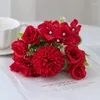 Dekorativa blommor 29 cm Rose Chrysanthemum Silk Bouquet Artificial For Wedding Home Ornamental Flowerpot Decor Christmas Wreath Accessories