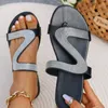 Sandali Donne sexy Summer Beach Soild Back Back Sinestones Spettacolo di moda Spettape comode Scarpe leggere Femminino Slifori piatti