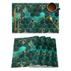 Pads marmeren honingraat textuur aqua groen dineren placemat tabel matten keuken schotelmat kussen 4/6 stcs tafel mat woning decoratie