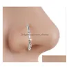 Nose Rings & Studs Gold Sier Stainless Steel Crystal Rhinestone Ring Nostril Hoop Body Piercing Jewelry3803864 Drop Delivery Jewelry Dhst6