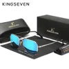 Solglasögon Kingseven Design Men's Women Fashion Square Alloy Polariserad UV400 Frame Anti-Reflection Glasses Luxury Eyewear