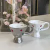 Tumbler tazze da caffè in ceramica con gemme all'esterno delle bevande da tè tazze da tè latte decorazione per la casa drinkware regalo per la colazione fatta a mano tazza irregolare H240506