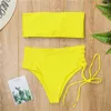 Frauen Badebekleidung Europa und die USA Solid Color Wischen Sie hohe Taille sexy Brustgurt Bikini Außenhandel Split Badeanzug