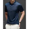 Herrpolos Minglu Summer Diamond Silk Mens Polo Shirts Luxury Short Sleeve Jacquard Business Casual Male T-shirts Fashion Green Man Tees