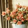 Dekoratif çiçekler yapay ipek gül buket vintage sahte çiçek bitkileri ev vazo çiçek aranjman düğün masa centerpieces dekor