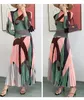 Miyake plissé en deux pièces Femmes Turtlenek à manches longues Colorblock High Stretchy Tops Mid Long Jirt Suit Female Tenues 240426