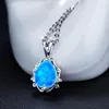Naszyjniki wiszące 2024 Cute Women Neckalce Anniversary Girl Gift Fashion Water-Drop Geometry Blue Imitation Opal do biżuterii