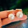 Brand de conception de luxe senior mode Celi Stud Pearl Orees Women For Round Crystal Water Diamond Gold Boucles d'oreilles plaquées Party Engagement Mariage Cadeau