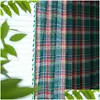 Gordijn Kerstvenster Rood Green Plaid Cotton and Linen American Retro Country Style Valance For Kitchen 240115 Drop Delivery Home G Dhkhr