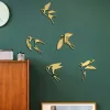 Stickers 5pc/set Wall Sticker Swallow Decal Waterproof Selfadhesive Acrylic Mirror Sticker For Living Room TV Sofa Background Wall Decor