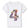 T-shirts Enfants Summer Flower Butterfly 1-9 Numéro d'anniversaire Impression T-shirt Boy T-shirts Boy Girl Funny Gift Short - Goule T-shirtTopsl2405