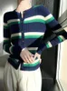 Frauen Strick Frühling/Sommer 2024 Ladies 'Wear Cardigan Pulloper Striped Korean Fashion Top Sweater YK2Clothes