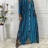 Etniska kläder Högkvalitativa Corduroy Abayas för kvinnor Autumn Winter Islam Dress Tryckt Långärmad casual Robe Femme Muselmane