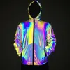 Spring Autumn Women Colorful Reflective Jacket Harajuku Y2K Hooded Coat High Street Long Sleeve Tops Chaqueta 240426