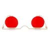 Óculos de sol redondos de peekaboo partido vintage círculo de ouro vermelha sem moldura óculos de sol para mulheres metal de metal uv400 mx200619 2535