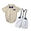Наборы для одежды рожденные мальчики джентльмены для компонента, набор с луком хлопком лето осень малыш детские детские боди 1 -й день рождения свадебная одежда