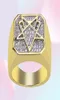 Modèles géométriques pour hommes 18k 18 km jaunes plaquées cuivre cuivre bling bling en zircone cubique micro pave sonnerie de diamants simulé avec cadeau b4305895