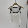Kvinnors tankar Summer Tank Top for Women 2024 Color-Block Patchwork Bow Decoration Camisole Female Knit ärmlös Camis Outwear Drop