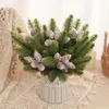 Flores decorativas 5/10pcs verde artificial 3 fábrica de garfo flocando suculento desktop desktop dia dos namorados decoração de casamento mini bonsai