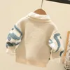 Pilover Plover Cardigan 2023 automne d'hiver bébé enfants garçons à manches longues couleurs couleurs tricots pulls filles pulls pull vêtements de cavalier del dhlhl