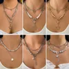 Europäischer und amerikanischer Crossover -Schmuck Persönlichkeit Trend Hip Hop Spice Pentagramm, Kettensternheizkette Set Fashion Perle Metal Chain Collar