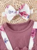 Jurken Spring en herfst Girls Round Neck Bow Blossom katoenen jurk met lange mouwen met hoofdband modieus casual en zoet