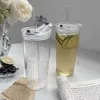 Gobelets 600 ml tasse de verre à barre avec couvercle transparent et paille Boire du jus de café au lait pour les boissons H240506