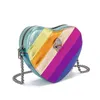 デザイナーバッグクロスボディハートバッグLuxurys Handbag Shopping Rainbow Bag Leather Women Sholend Strap Men Bumbag Travel Chain Flap Tote Purse Clutch Bag Pink White