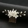 Coix de cheveux Pure White Flower Peigt Wedding Bridal Headress Floral Rimestone Crystal Heading Bijoux Perles Handmade Head Decoration