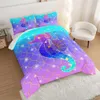 Capa de edredão 3pcs Modern Fashion Conjunto (1*Consolador + 2*fronha, sem núcleo), colorido Rainbow Mermaid Scale Seahorse Print Bedding, macio confortável e adequado para a pele