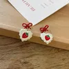 Hoop oorbellen Mooie rode bowknot voor vrouwen geschenken Fashion Fermale Party sieraden Koreaans zoet aardbeihart hangend