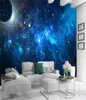 Heminredning 3D tapet blå utrymme ljus planet vardagsrum sovrum dekoration tapeter målning väggmålning vägg papper3173181