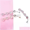 Navelglockenknopf Ringe Piercing für Frauen Langes Dangle Wassertropfen rosa Farbe Zirkon Operation Stahl Sommer Beach Mode Körper Juwel DH5BE