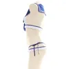 Frauen Badebekleidung japanischer Cosplay Bow Blue Seemann Anzug Bikin Bikin Bikin Badeanzug School Schülern Uniform Versuchung Dessous Dessous