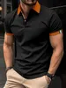 Polos maschile 2024 MENS POLLA MENS POLO SCHITT Cucca a colori solido Splicing Thirt slve slve t-shirt maschi