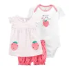 Vêtements d'été pour bébé ensemble Cotton Fashion Baby Vêtements à manches à manches serrées à manches serrées Vêtements enfants 3 pièces 6-24 mois 240428