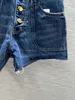 2024 Nouvelle mode d'été Shorts denim à poitrine simple Femmes Femmes hautes Poches de couleur bleue