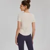 Yogasträkt T-shirt Löst kortärmad topp för kvinnors professionella körning Pilates Training Gym 2024 Ny modell