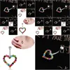 Navel Bell -knop Wasit buikdans Colorf Love Heart Crystal Body sieraden roestvrijstalen strass piercing bengle voor DRO DHK7Q