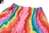 Vintage Rainbow Splic Kolor Koszule Zestaw mężczyzn Kobiety Kuba Kołnierz Hawajs Surf Surf Suit 240504