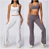 L8713 Women Yoga Outfit Two Pieces Close-Fitting High Waist Sets Vest Trousers Sport Running Long Pants Sleeveless Tops Elastic Gym Sportwear Suits Breathable
