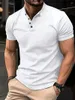 Magliette da uomo maglietta estiva a manica corta bottone a colore solido Henley Collar Sports Polo Shirt