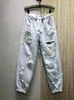 Frauen Jeans Y2K Perlen Spleißloch Loch Design Vintage für Frauen 2024 Sommer Schnüre-up gewaschene Loose Mode Harem Pants 3WQ4960