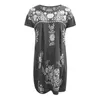 Casual Dresses Women's Summer Loose Round Neck Ethnic Style Raglan Short Sleeve Dress Vestidos Para Mujer Elegantes Y Bonitos