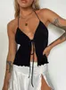 Женские танки с разбивкой шнурки Camisole Sexy Lady Ladyless Tops Summer Olde 2024 Split Top Top Rave Etbits Tank Vest Y2K Clubwear