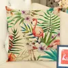 Pillow Flamingo Floral Pattern Cover Colorful Tropical Plants Banana Leaf Home Decor Cotton Linen Throw Cojines