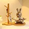 Decorative Objects Figurines Lucky Rabbit Key Storage Tray Ornament Entrance Living Room Home Decoration TV Cabinet Cartoon Statues Animal Sculptures Decor T2405
