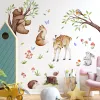 Stickers aquarel cartoon bosbosdieren herten vossen kunny muurstickers voor kinderkamer kinderkamer baby kinderkamer decoratie muurstickers