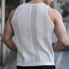 Tops canotte da uomo uomo giubbotto senza maniche con collo a torna solida a coste sottili estate casual cavo out un abbigliamento sportivo a maglia sciolta