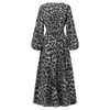Zanzea vrouwen Spring Puff Sleeve Maxi Long Sundress Fashion Sexy Leopard Gedrukte feestjurk V High Taille Holiday Vestidos 7 240424